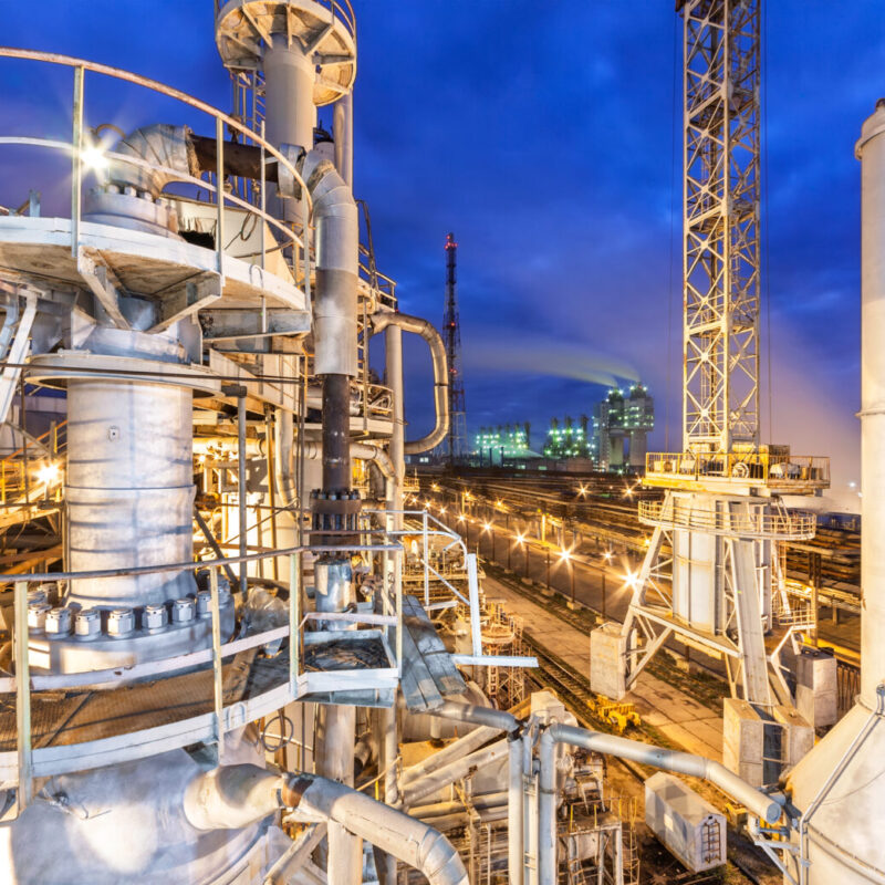 Chemical plant for production of ammonia and nitrogen fertilization on night time.